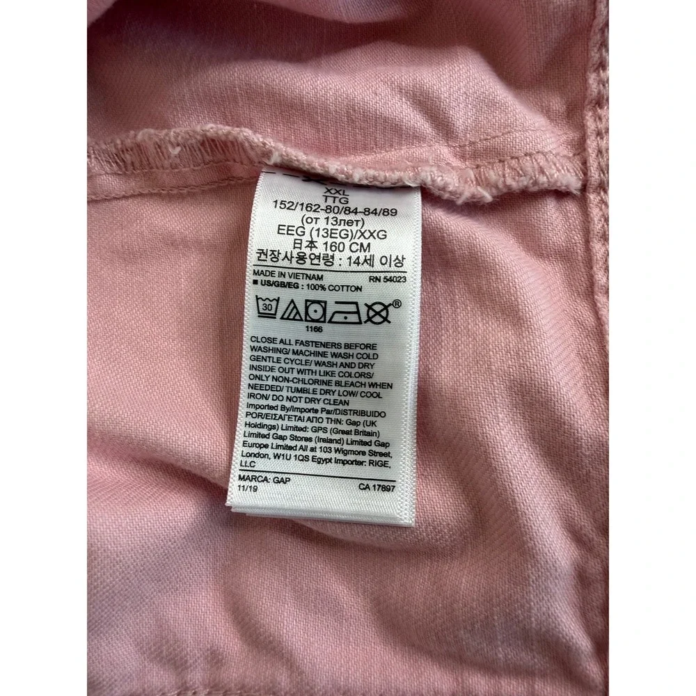 Gap Girls Pink Cotton Denim Trucker Jacket Cropped XXL 14-16 Retails $49.95